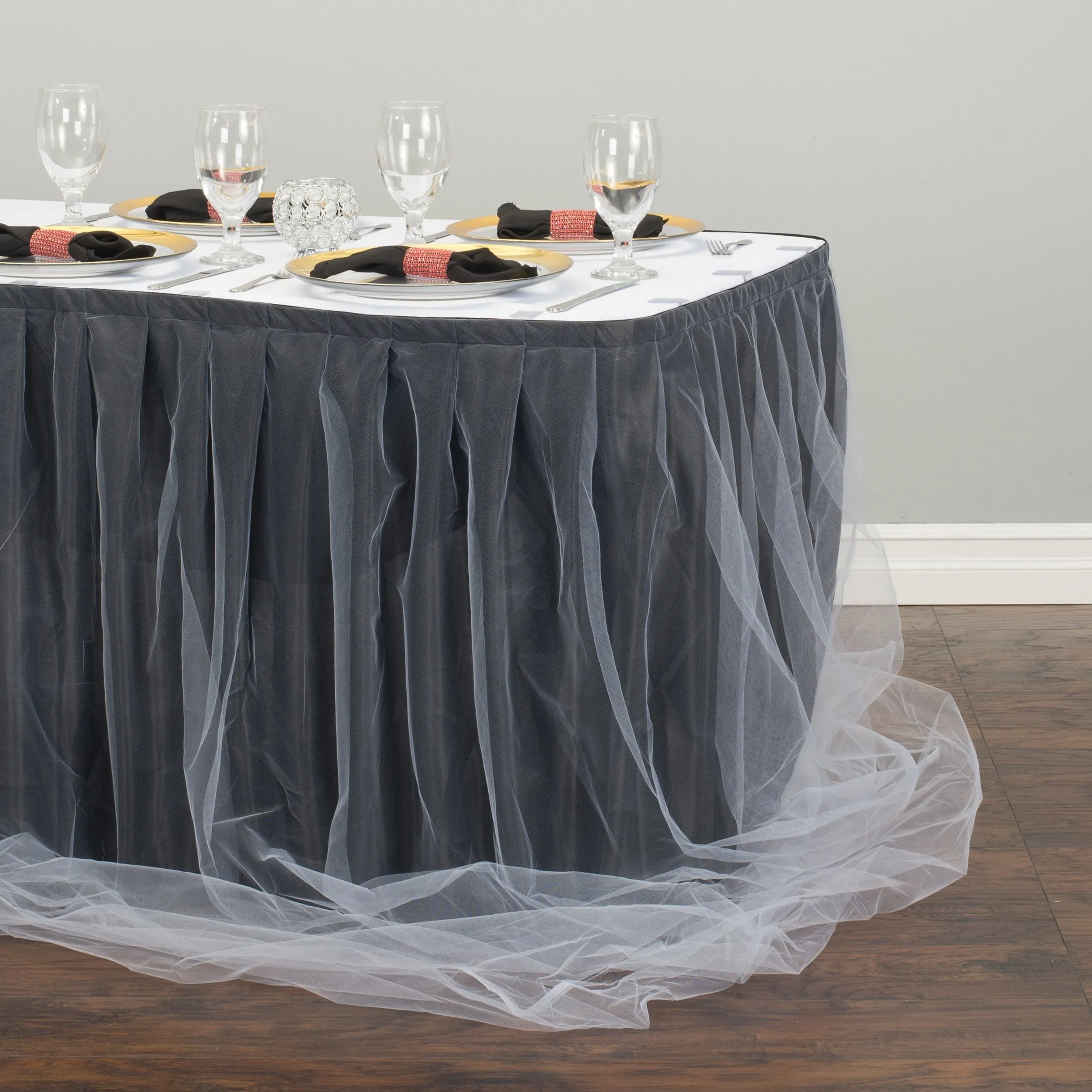 14 ft. Two Tone Tulle Chiffon Table Skirt (7 Colors)