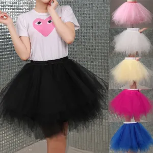 2017 Tulle Skirts Womens High Quality Elastic Stretchy Tulle Teen Layers Summer Womens Adult Tutu Skirt Pleated Mini Skirts