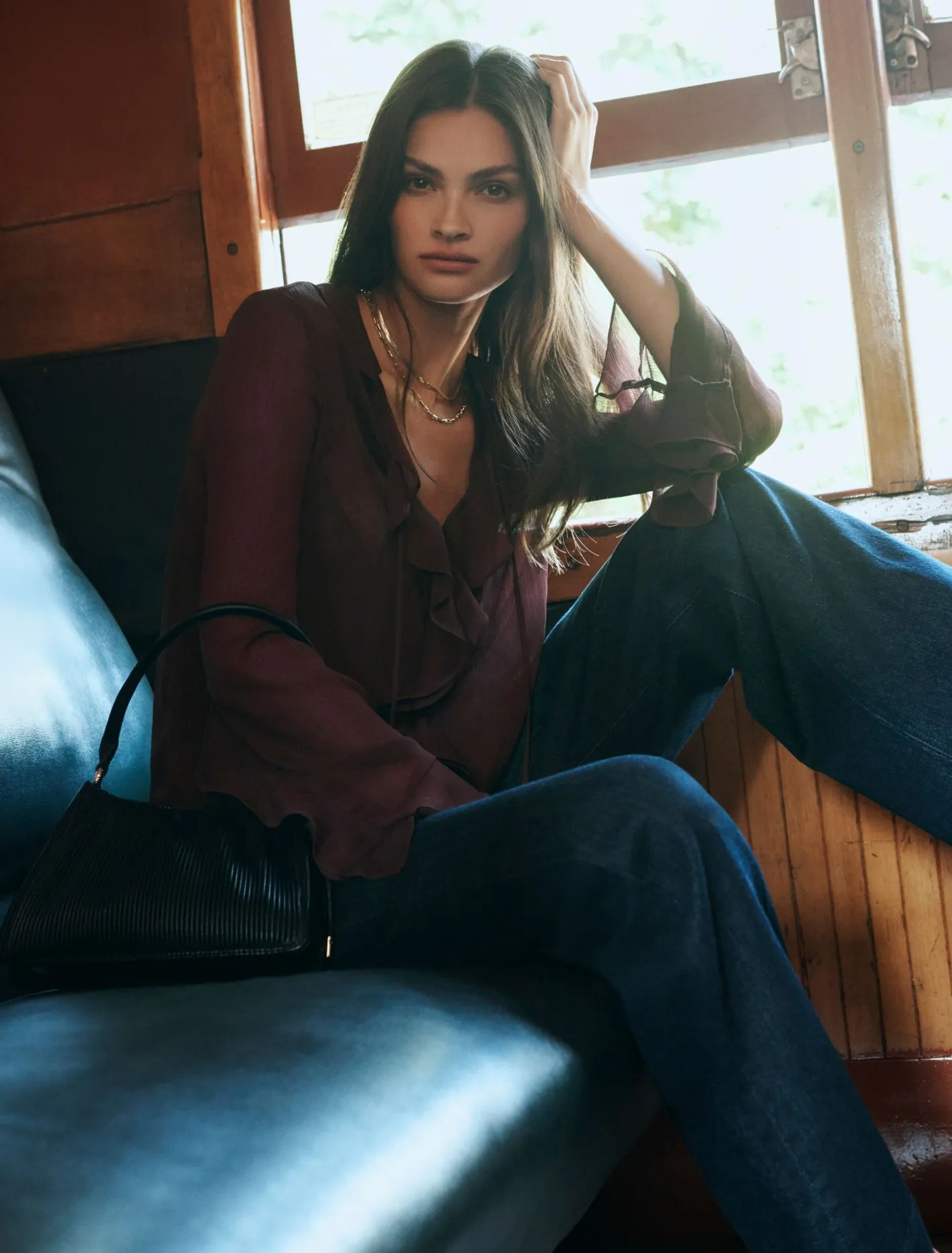 Alix Sheer Ruffle Blouse