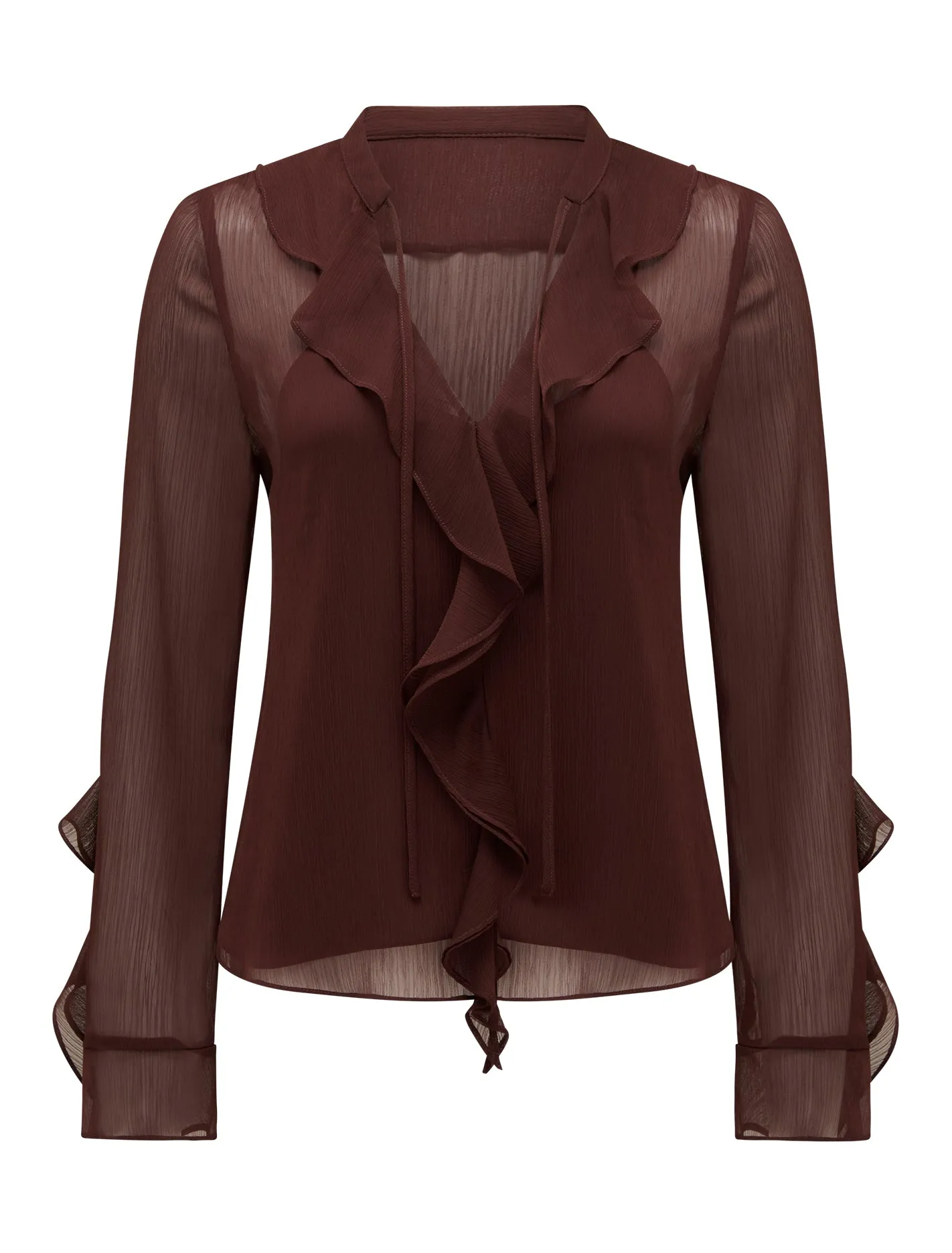 Alix Sheer Ruffle Blouse