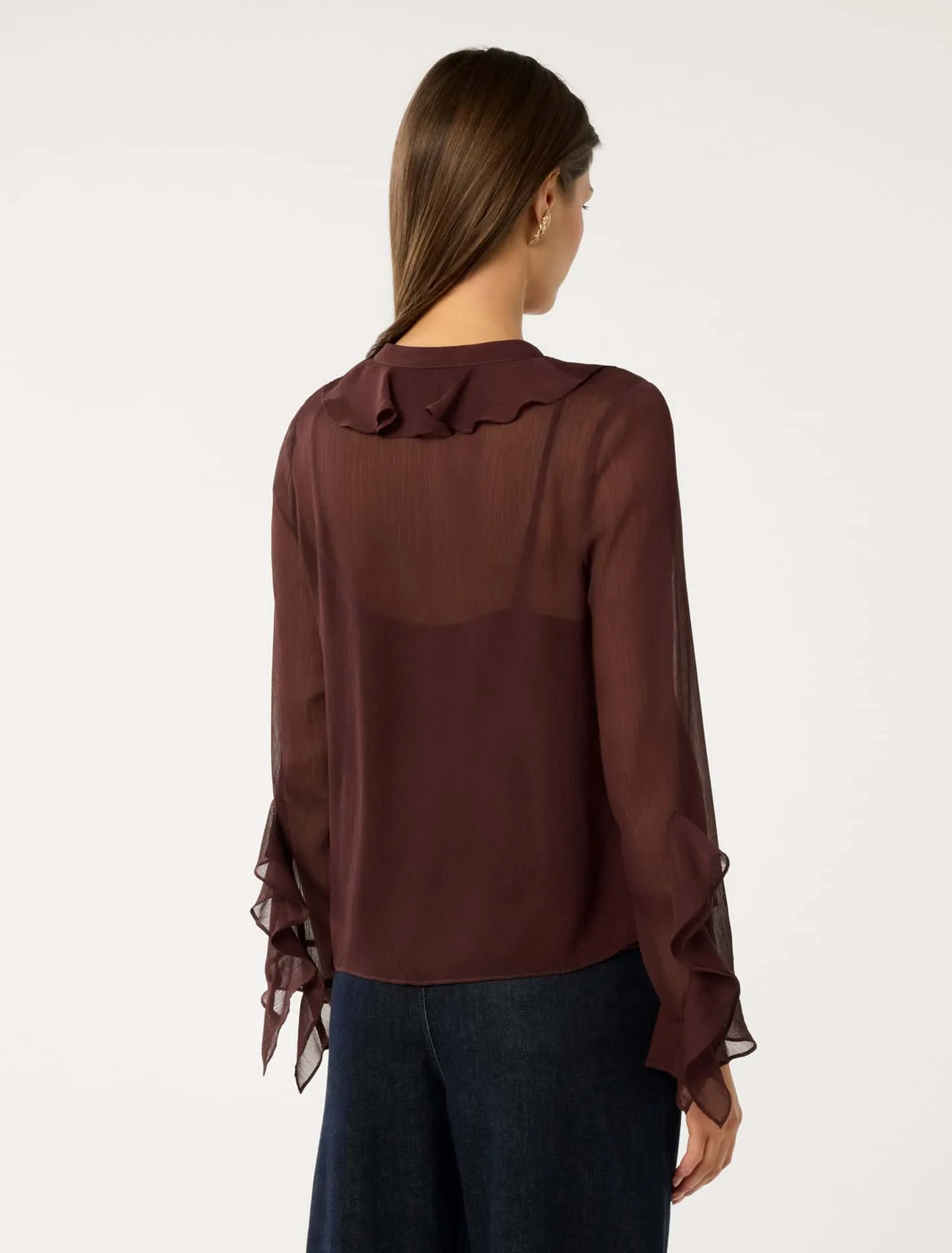 Alix Sheer Ruffle Blouse