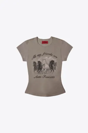 All My Friends Are Anti-Fascists Mini Tee (Taupe)