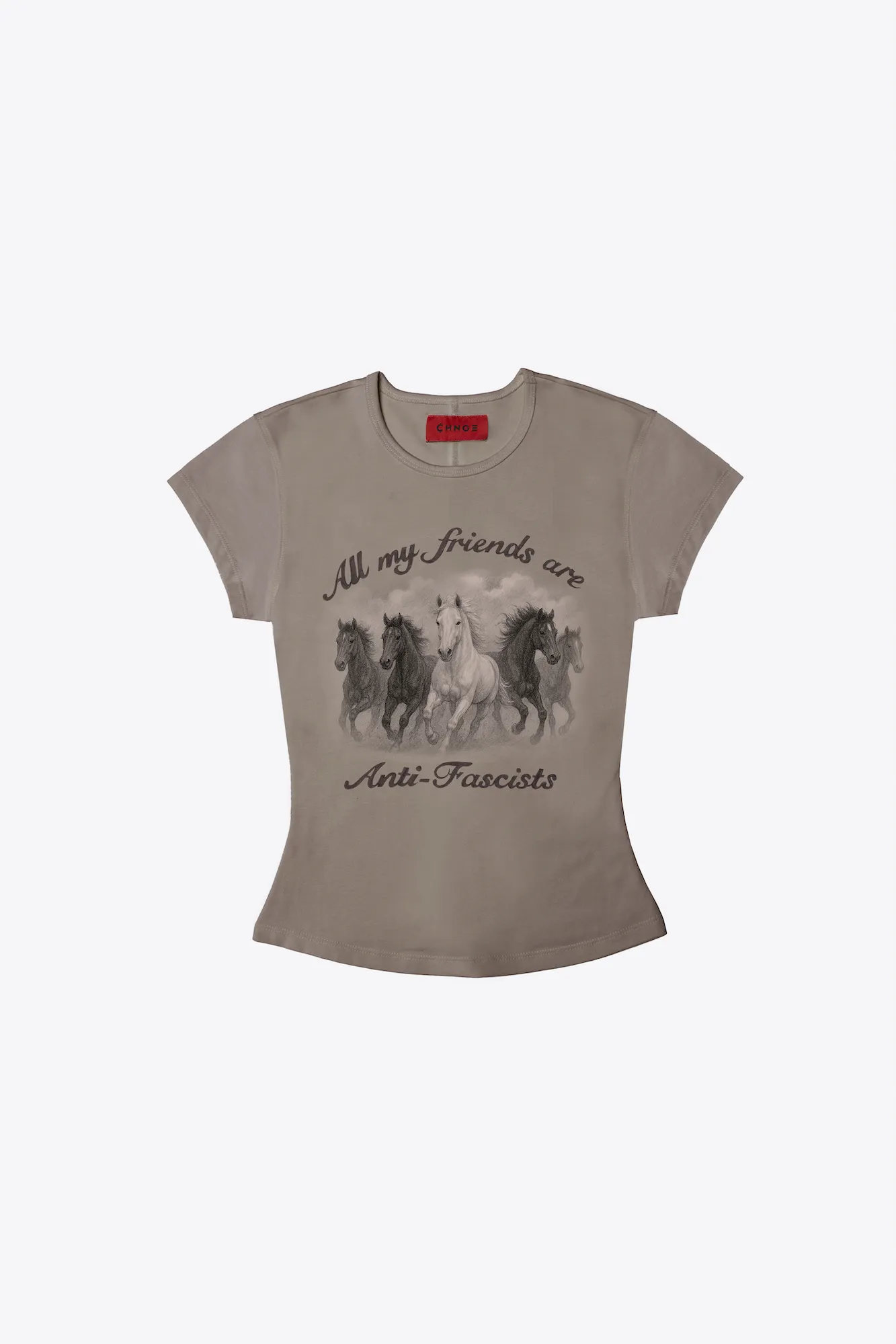 All My Friends Are Anti-Fascists Mini Tee (Taupe)