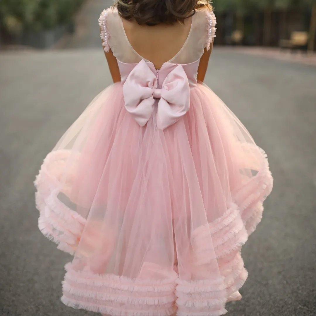 Ana pearl girl dress high low