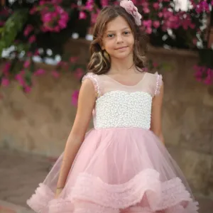 Ana pearl girl dress high low