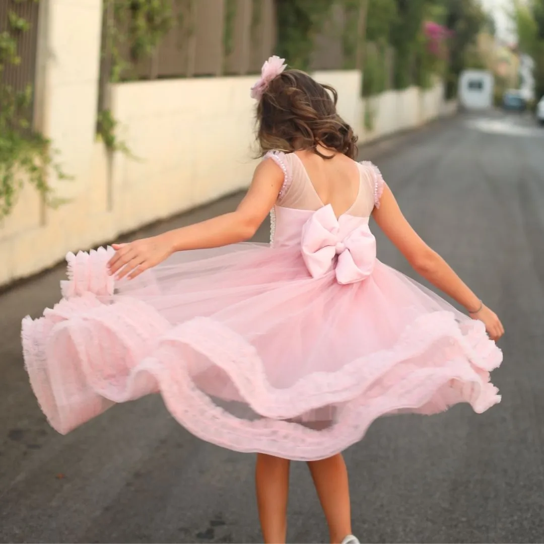 Ana pearl girl dress high low