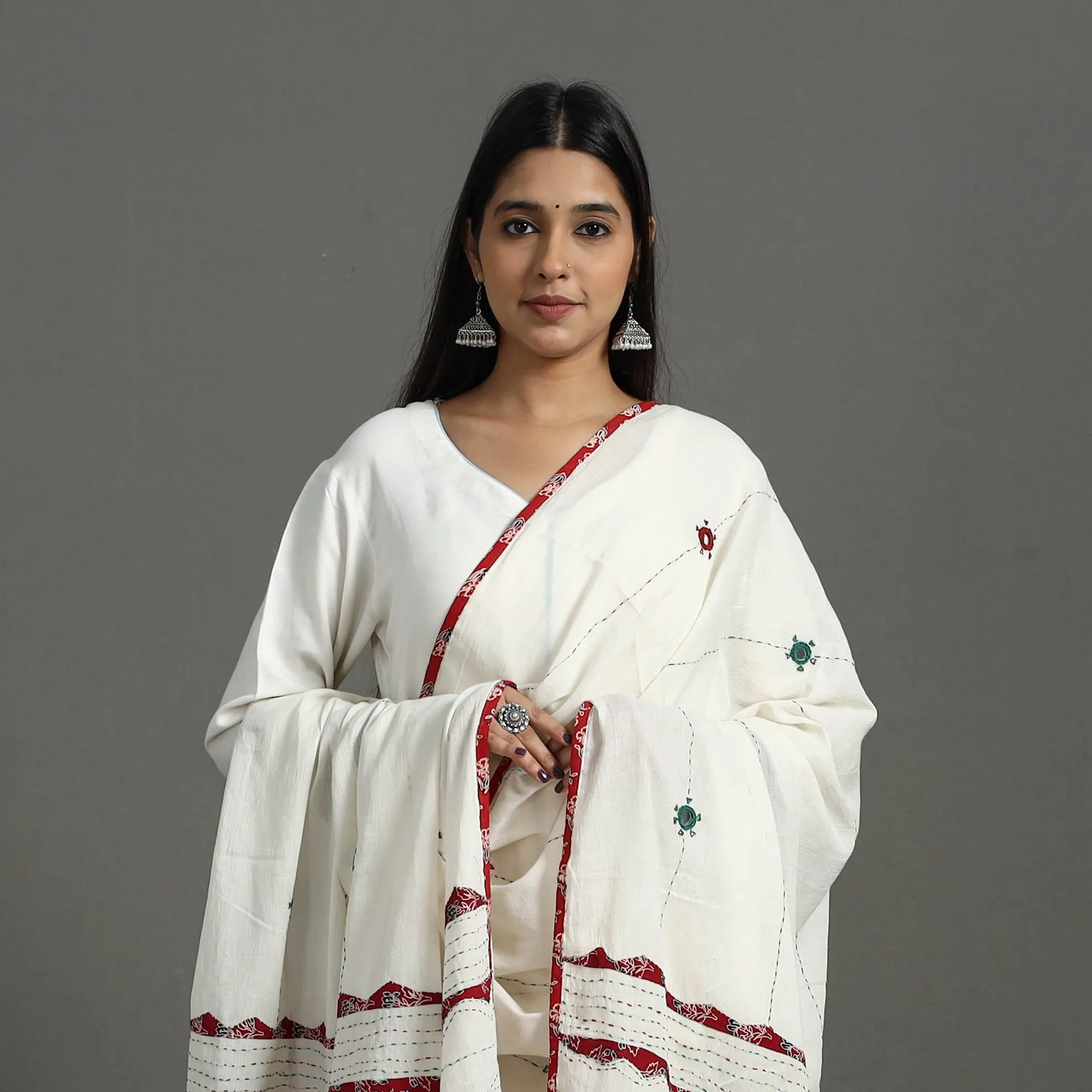 Applique Patchwork Cotton Tagai Kantha Dupatta 56