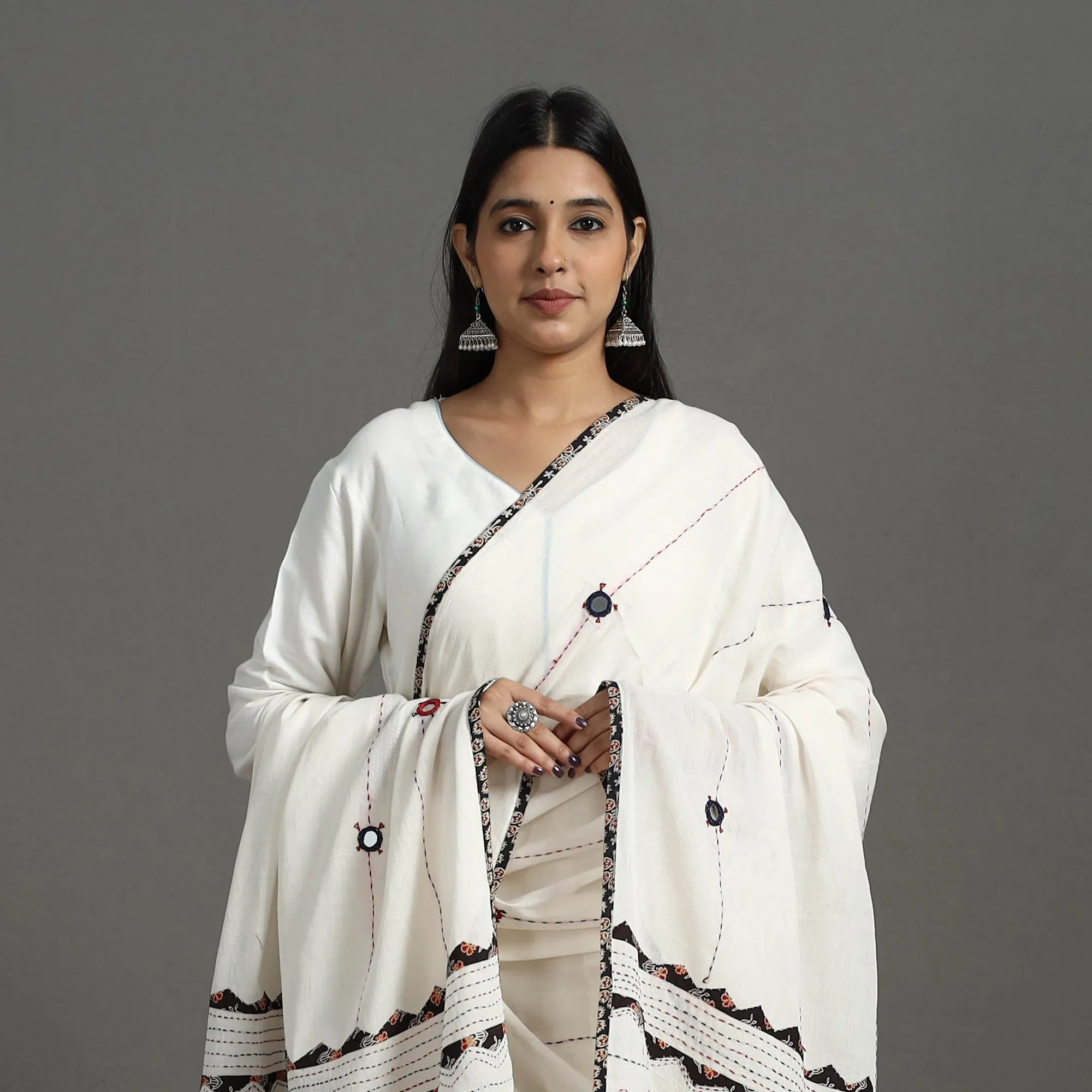 Applique Patchwork Cotton Tagai Kantha Dupatta 63