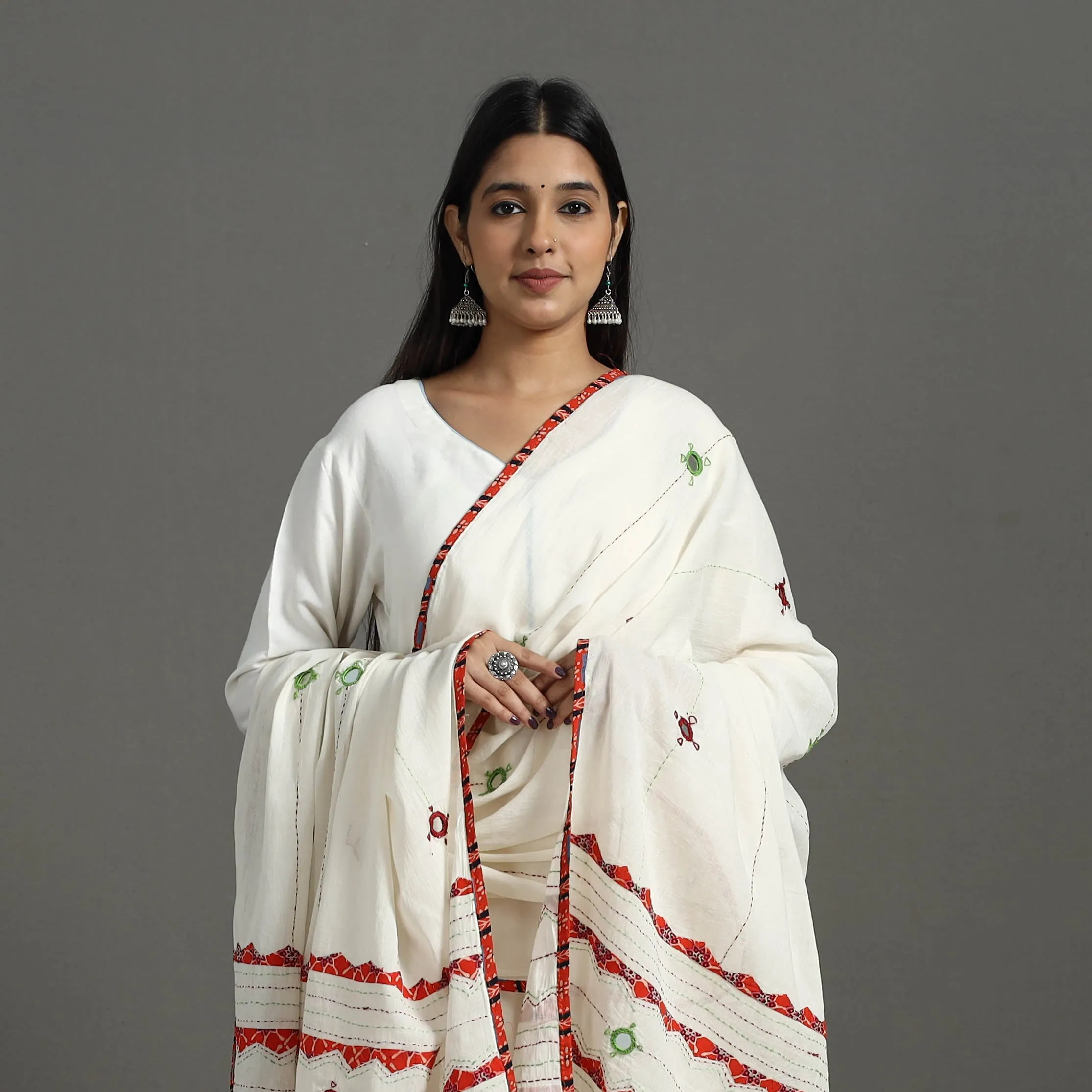 Applique Patchwork Cotton Tagai Kantha Dupatta 64
