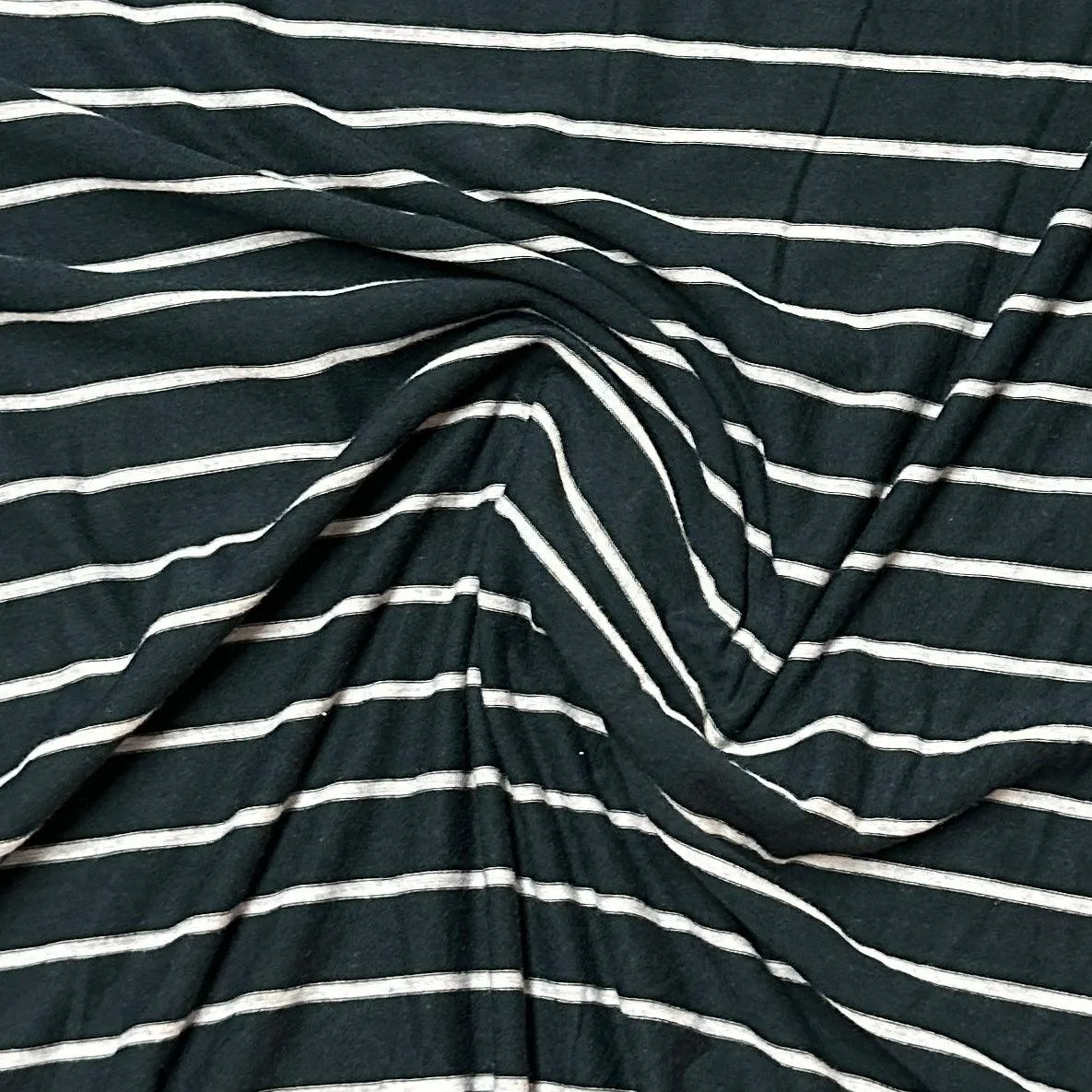 Blue and Micro Gray Stripes on Bamboo/Spandex Jersey Fabric