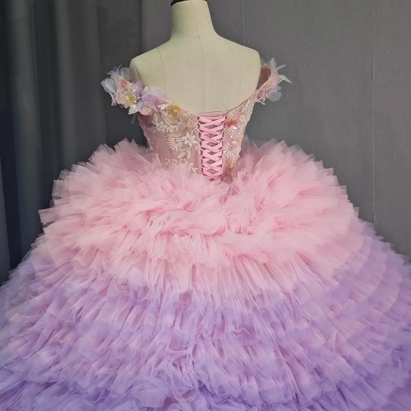 Boat Neck Off Shoulder Corset Ball Gown Quinceanera Dress