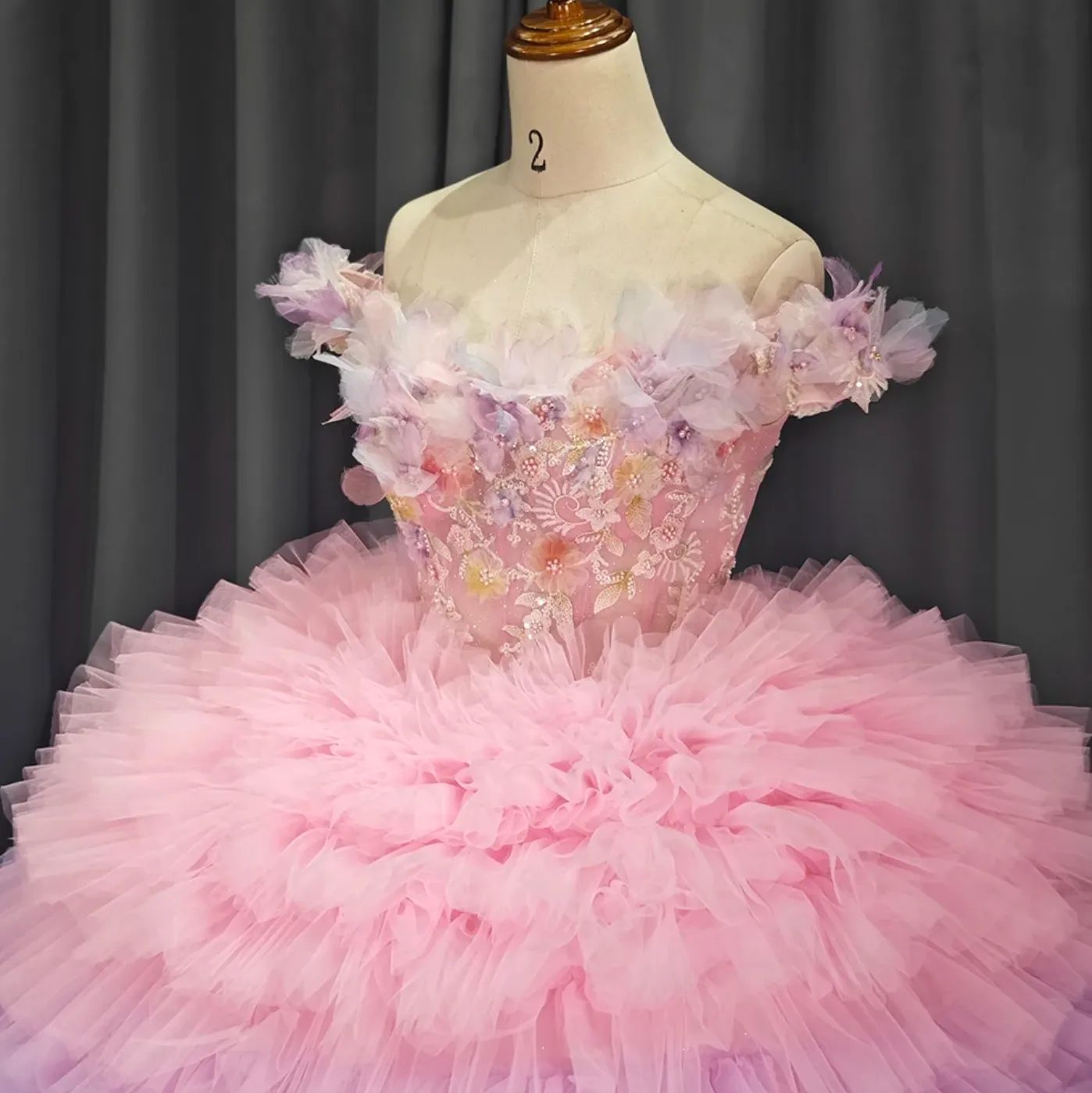 Boat Neck Off Shoulder Corset Ball Gown Quinceanera Dress