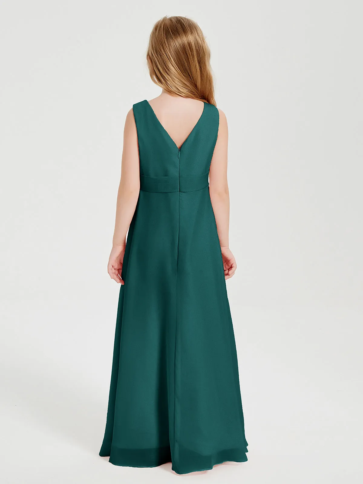 Boho Long Chiffon Bridesmaid Dresses Cascading Skirt Peacock