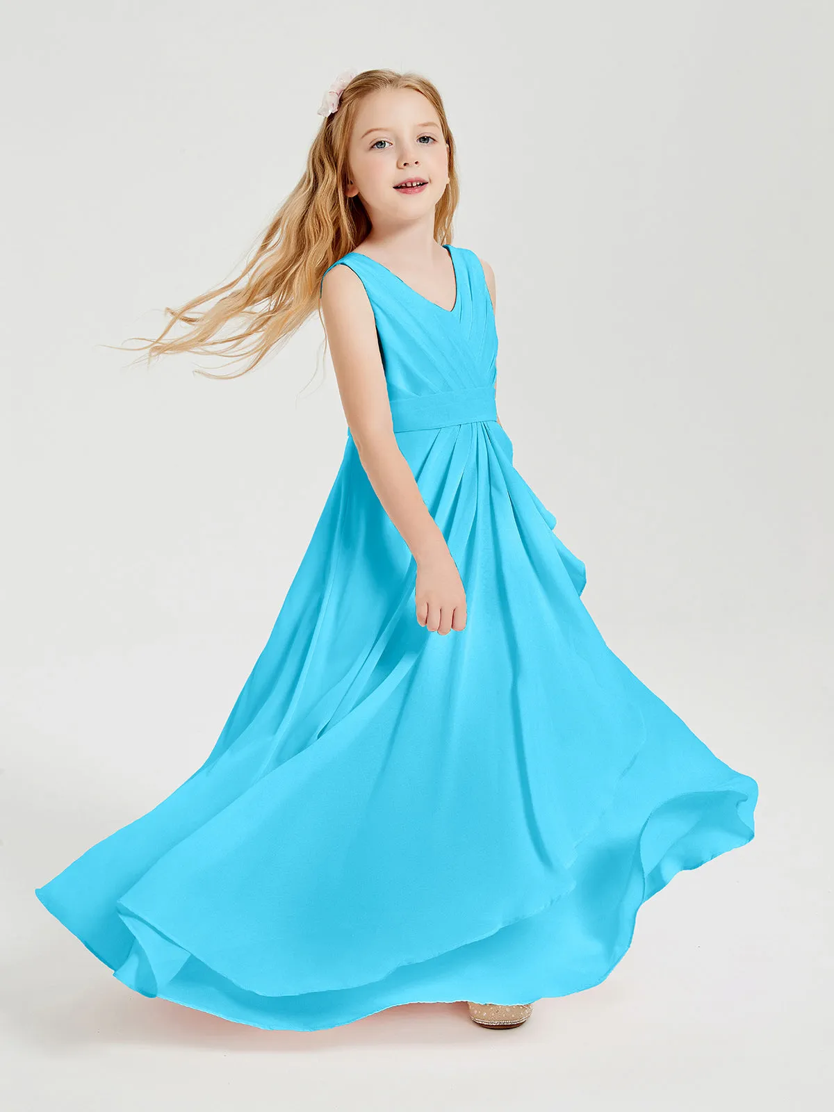 Boho Long Chiffon Bridesmaid Dresses Cascading Skirt Pool