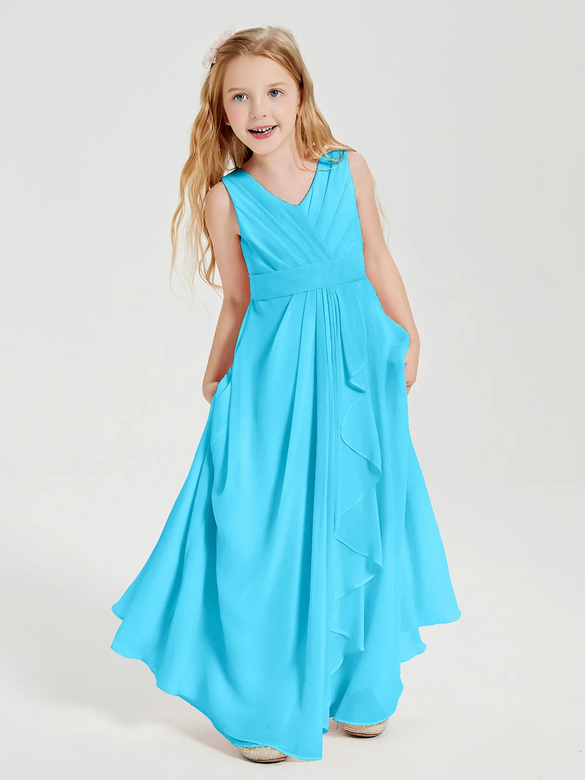 Boho Long Chiffon Bridesmaid Dresses Cascading Skirt Pool