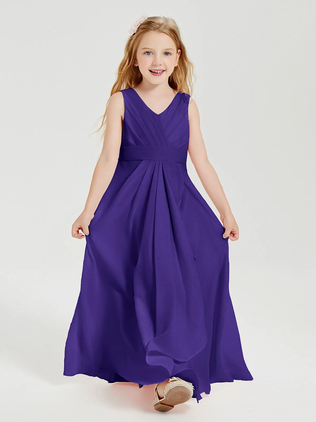 Boho Long Chiffon Bridesmaid Dresses Cascading Skirt Regency