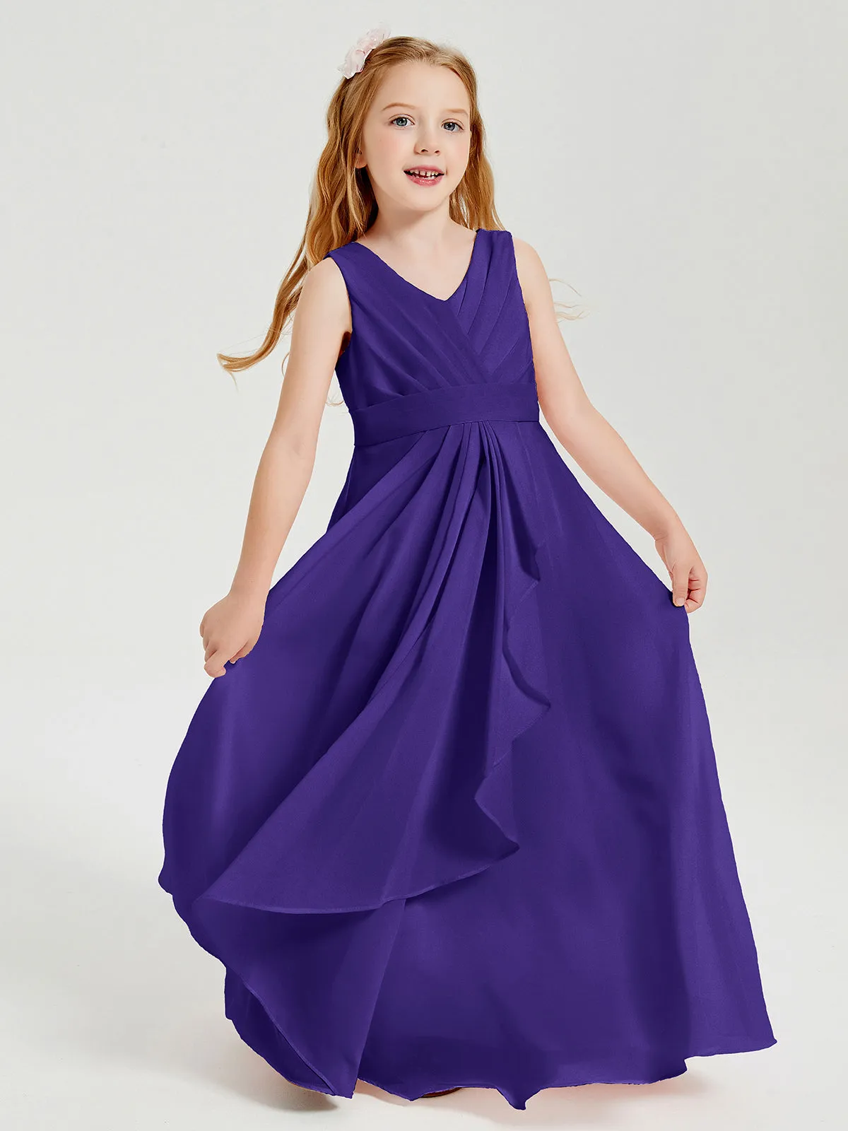 Boho Long Chiffon Bridesmaid Dresses Cascading Skirt Regency