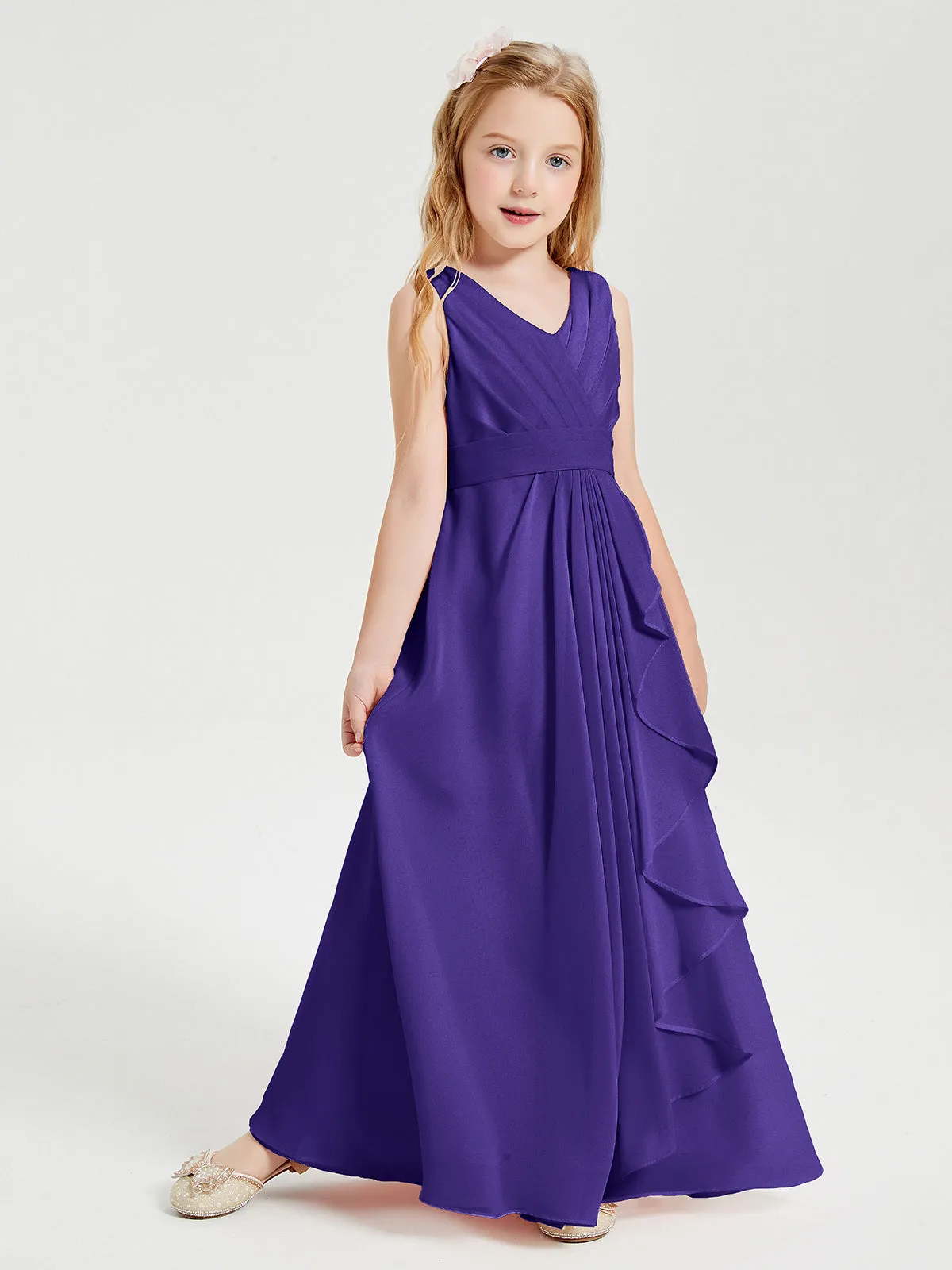 Boho Long Chiffon Bridesmaid Dresses Cascading Skirt Regency
