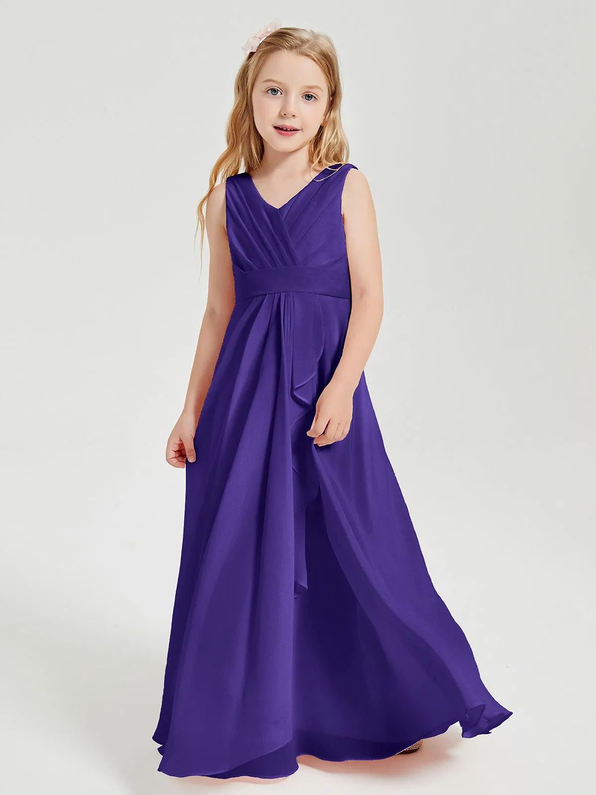 Boho Long Chiffon Bridesmaid Dresses Cascading Skirt Regency