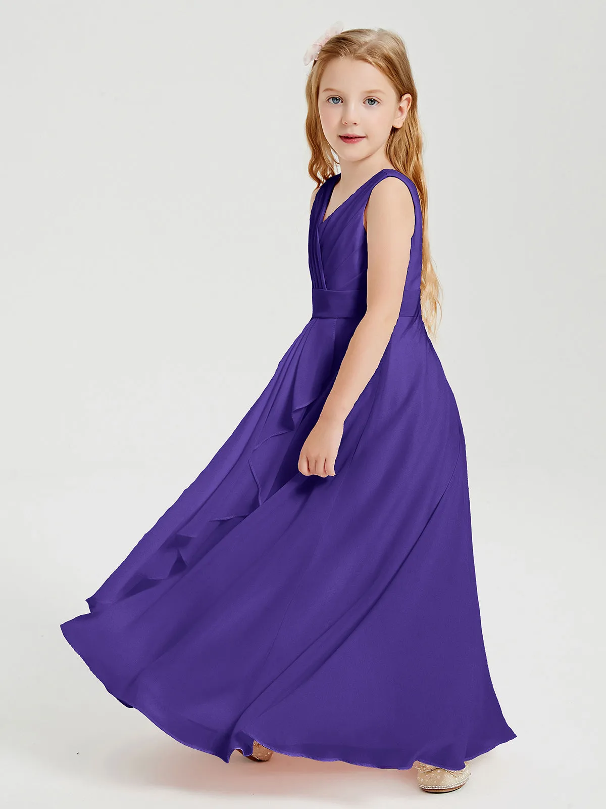 Boho Long Chiffon Bridesmaid Dresses Cascading Skirt Regency