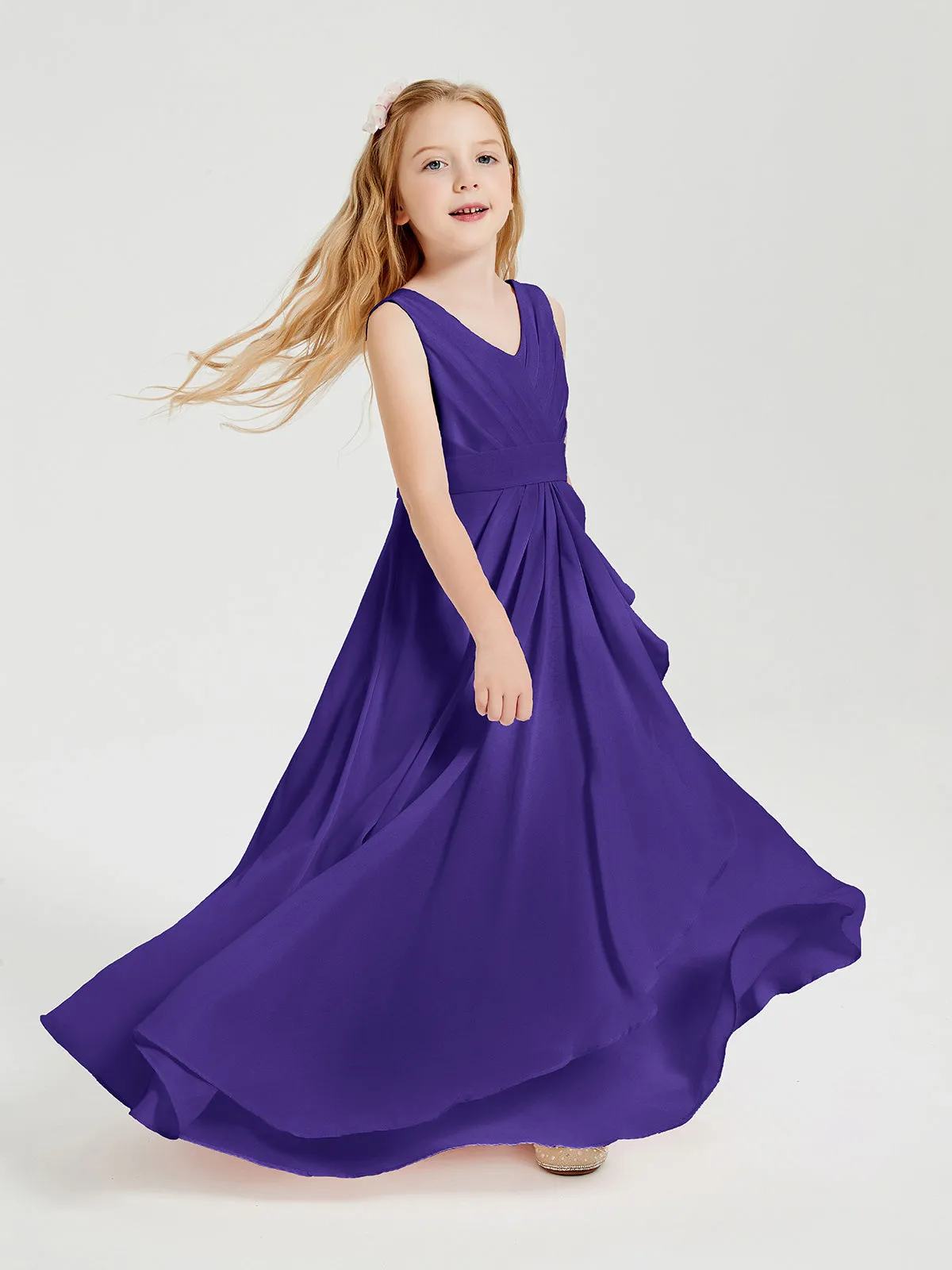 Boho Long Chiffon Bridesmaid Dresses Cascading Skirt Regency