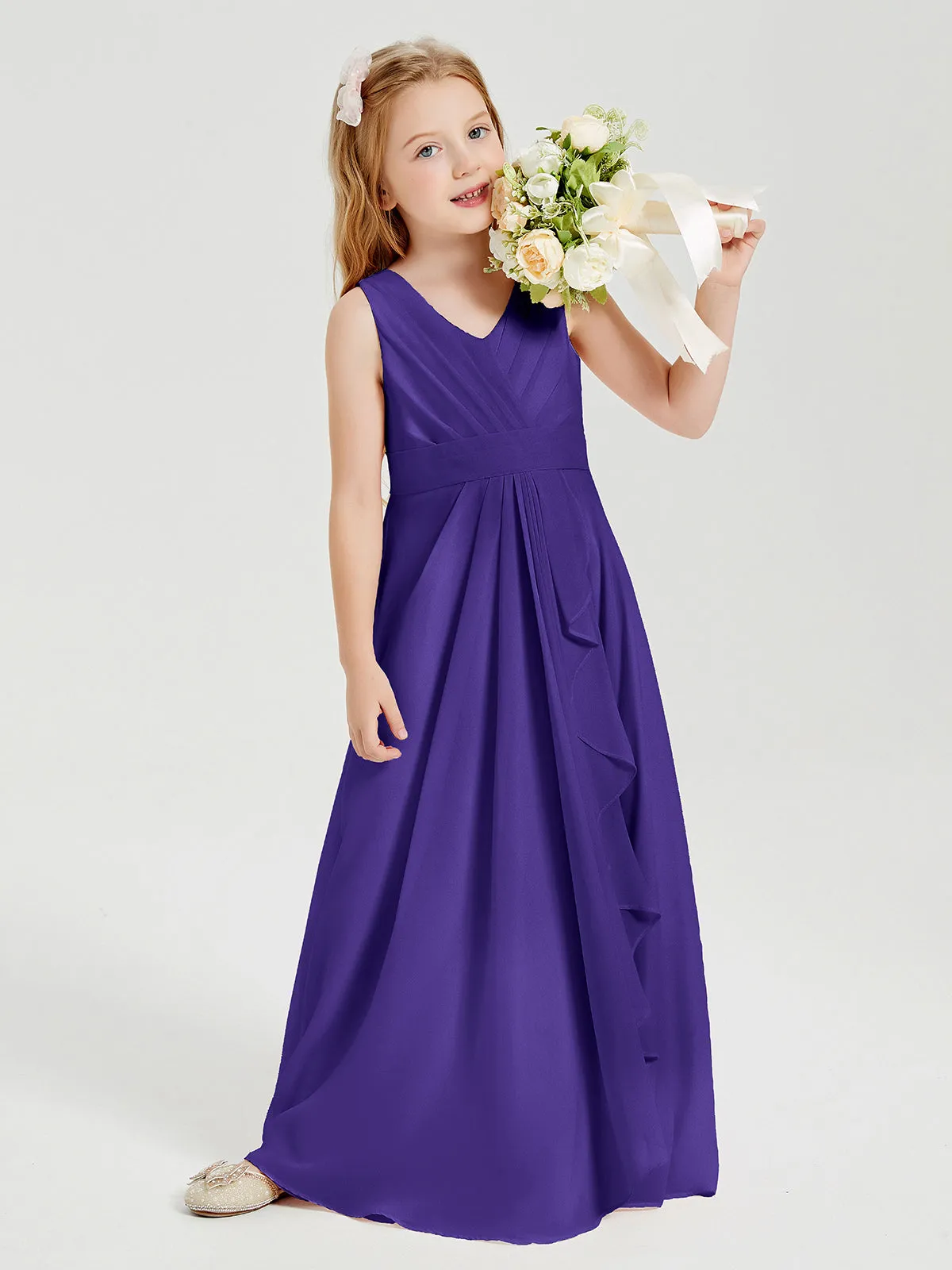 Boho Long Chiffon Bridesmaid Dresses Cascading Skirt Regency