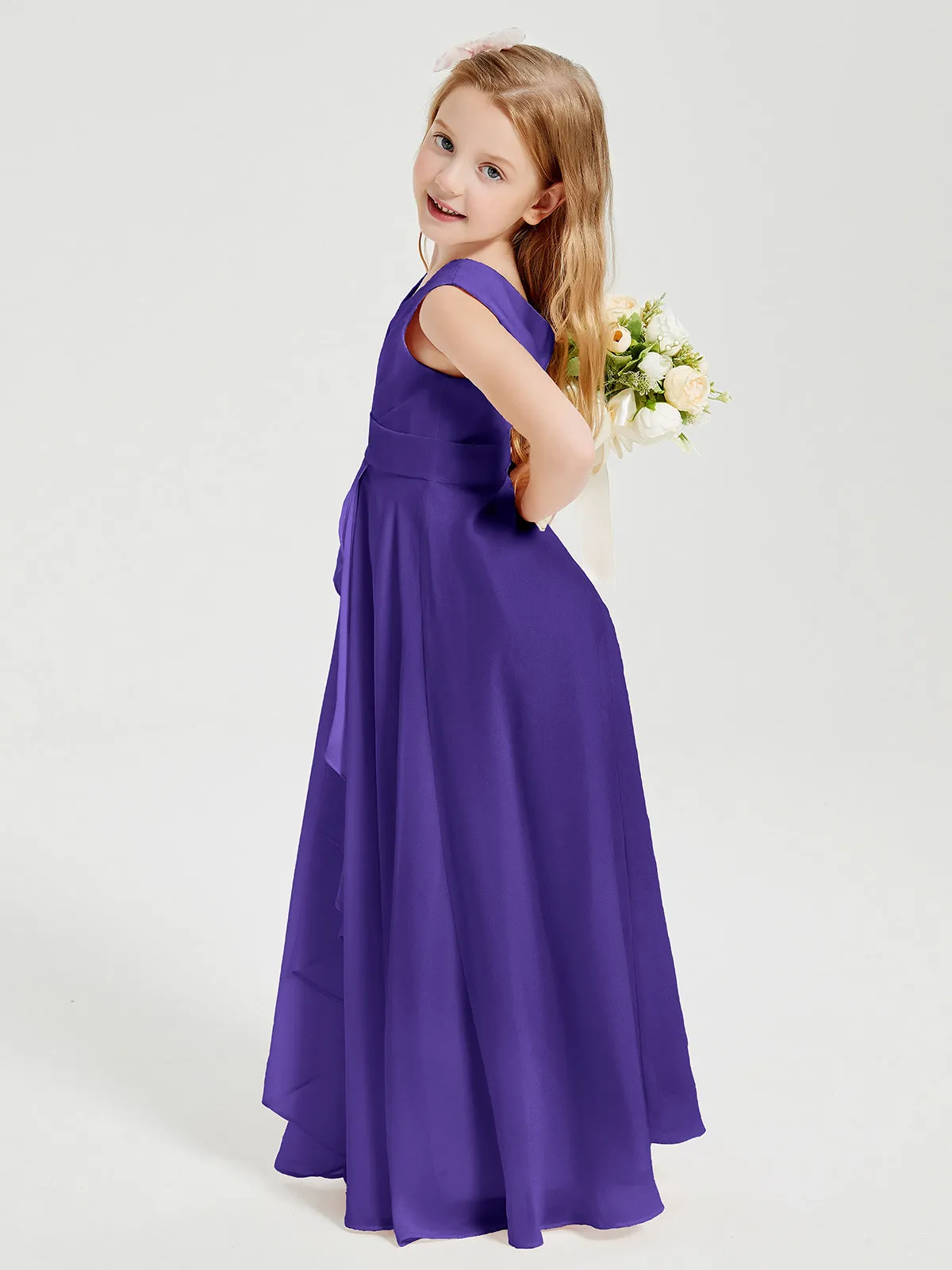 Boho Long Chiffon Bridesmaid Dresses Cascading Skirt Regency