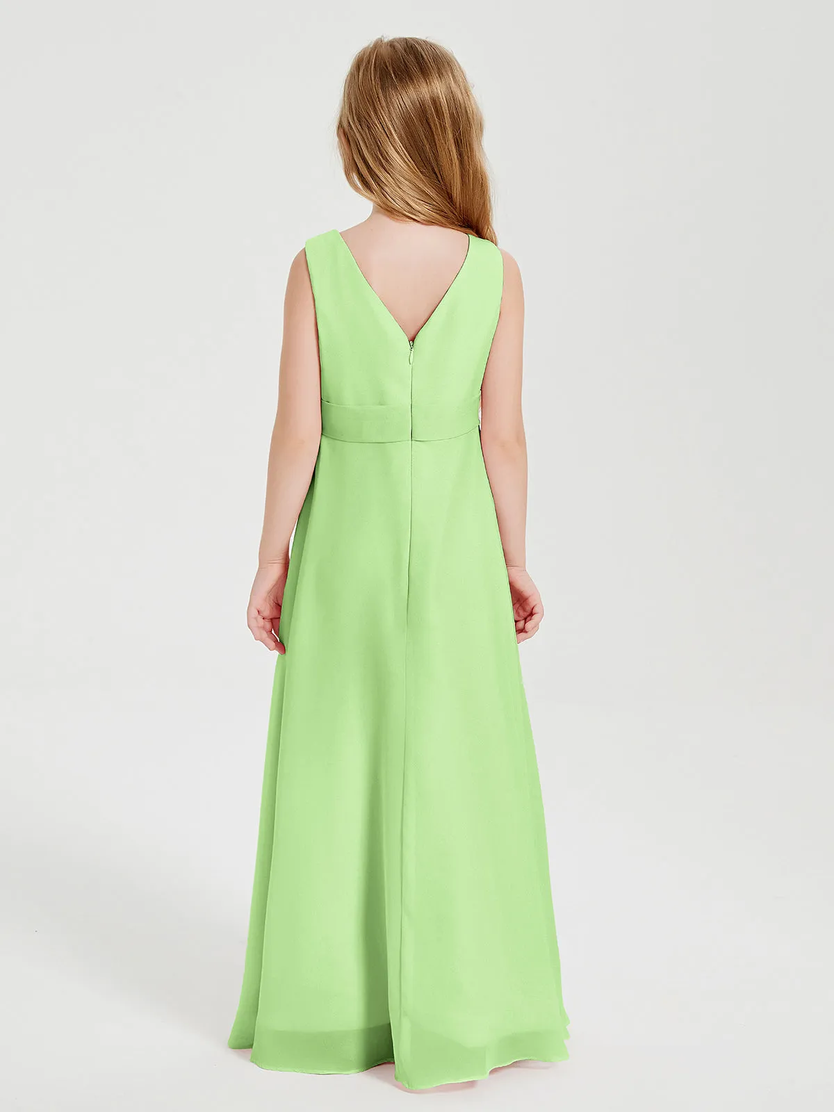 Boho Long Chiffon Bridesmaid Dresses Cascading Skirt Sage