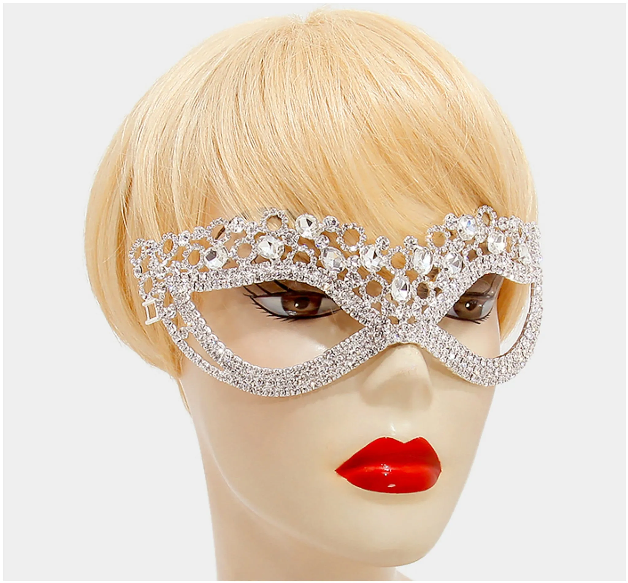 Chilati Circle Cluster Masquerade Mask | Crystal | Silver