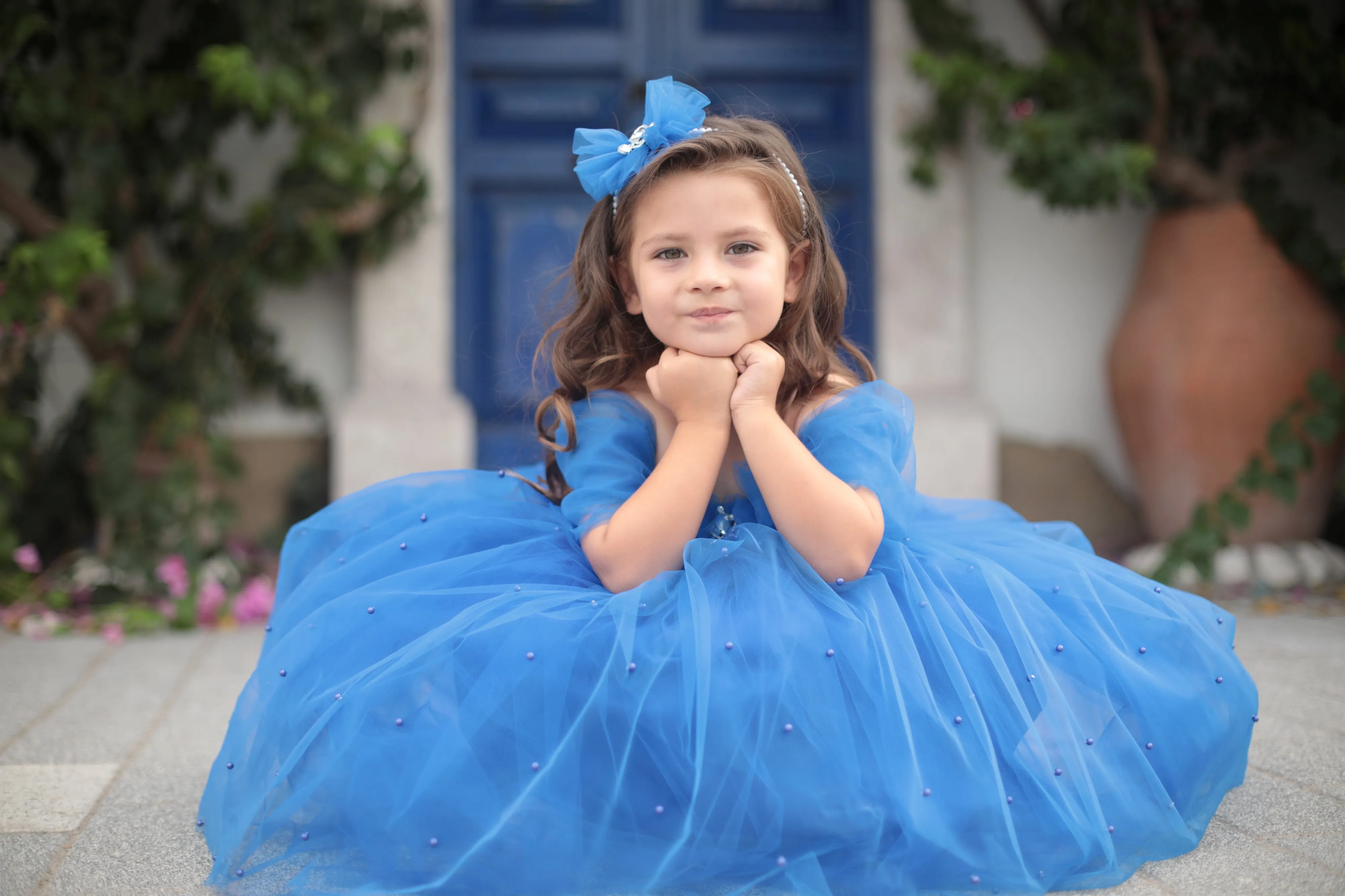 Cinderella girl dress royal blue
