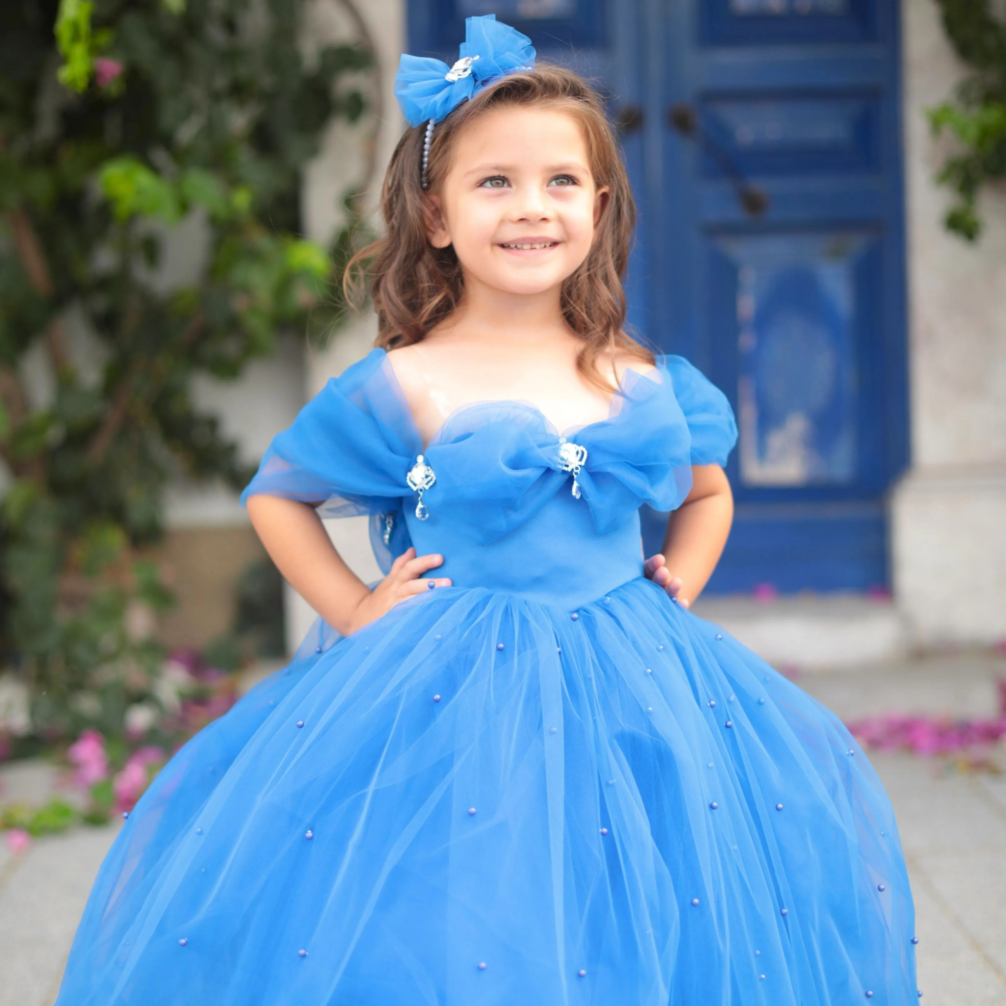 Cinderella girl dress royal blue