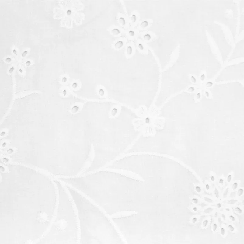 'climbing flowers' embroidered cotton eyelet - soft white, BCI cert.