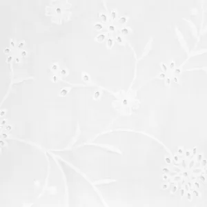 'climbing flowers' embroidered cotton eyelet - soft white, BCI cert.