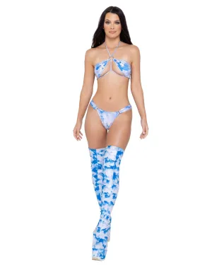 Cloud Print Strappy Rave Top - Womens Top