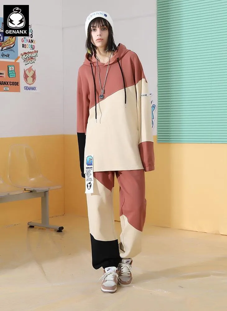 Color-contrast stitching Genanx Gaby Pure Cotton Sports Pants