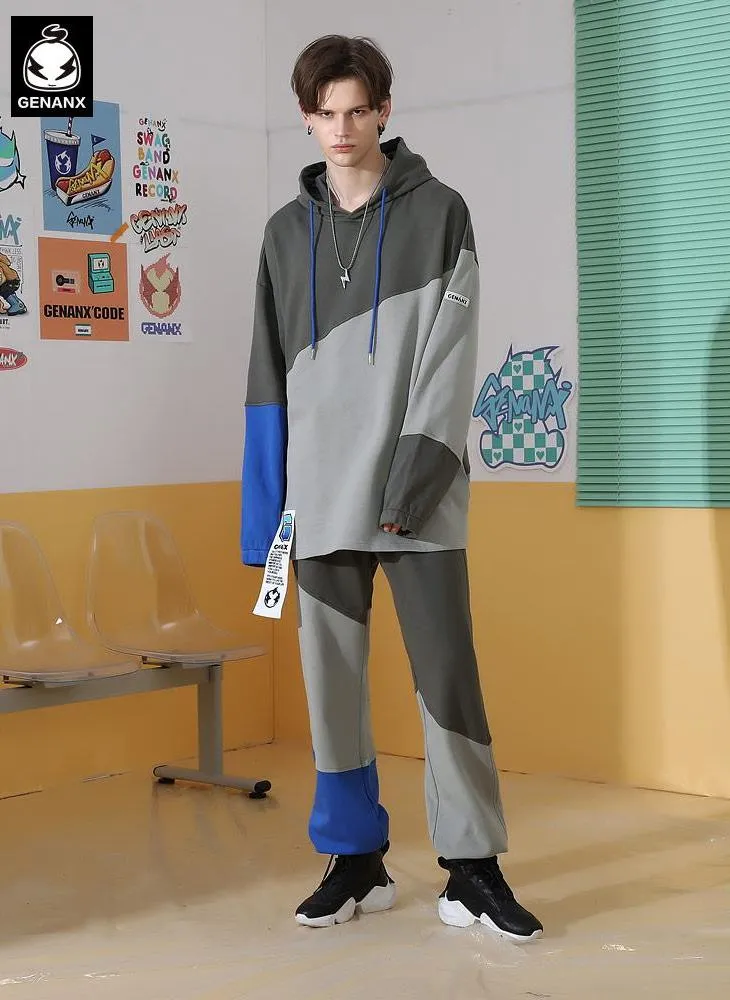 Color-contrast stitching Genanx Gaby Pure Cotton Sports Pants