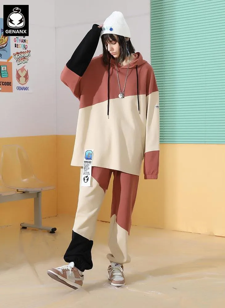 Color-contrast stitching Genanx Gaby Pure Cotton Sports Pants