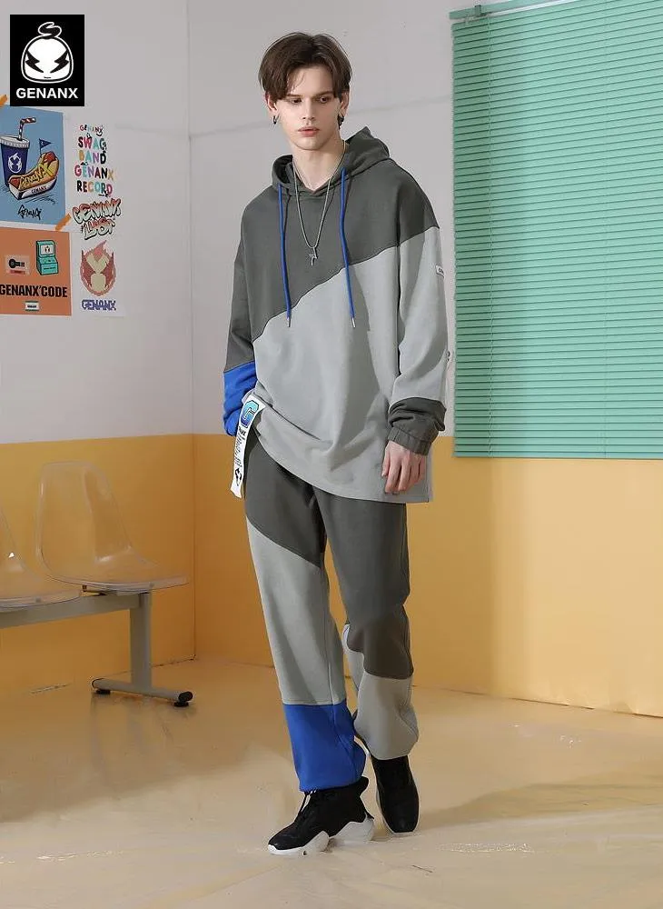 Color-contrast stitching Genanx Gaby Pure Cotton Sports Pants