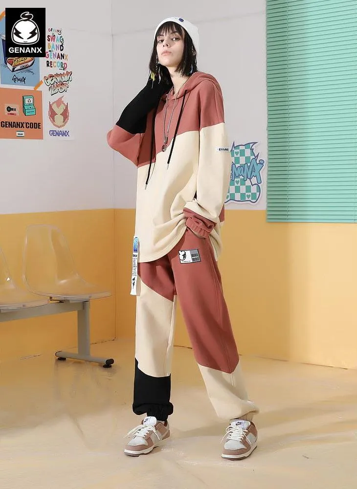 Color-contrast stitching Genanx Gaby Pure Cotton Sports Pants