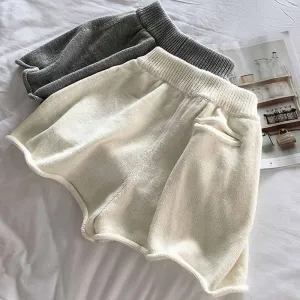 Comfy Basic Knitted Elastic Waist Shorts