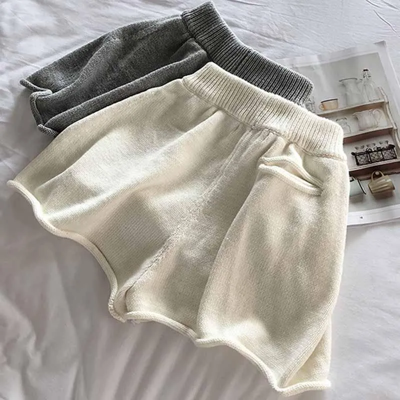 Comfy Basic Knitted Elastic Waist Shorts