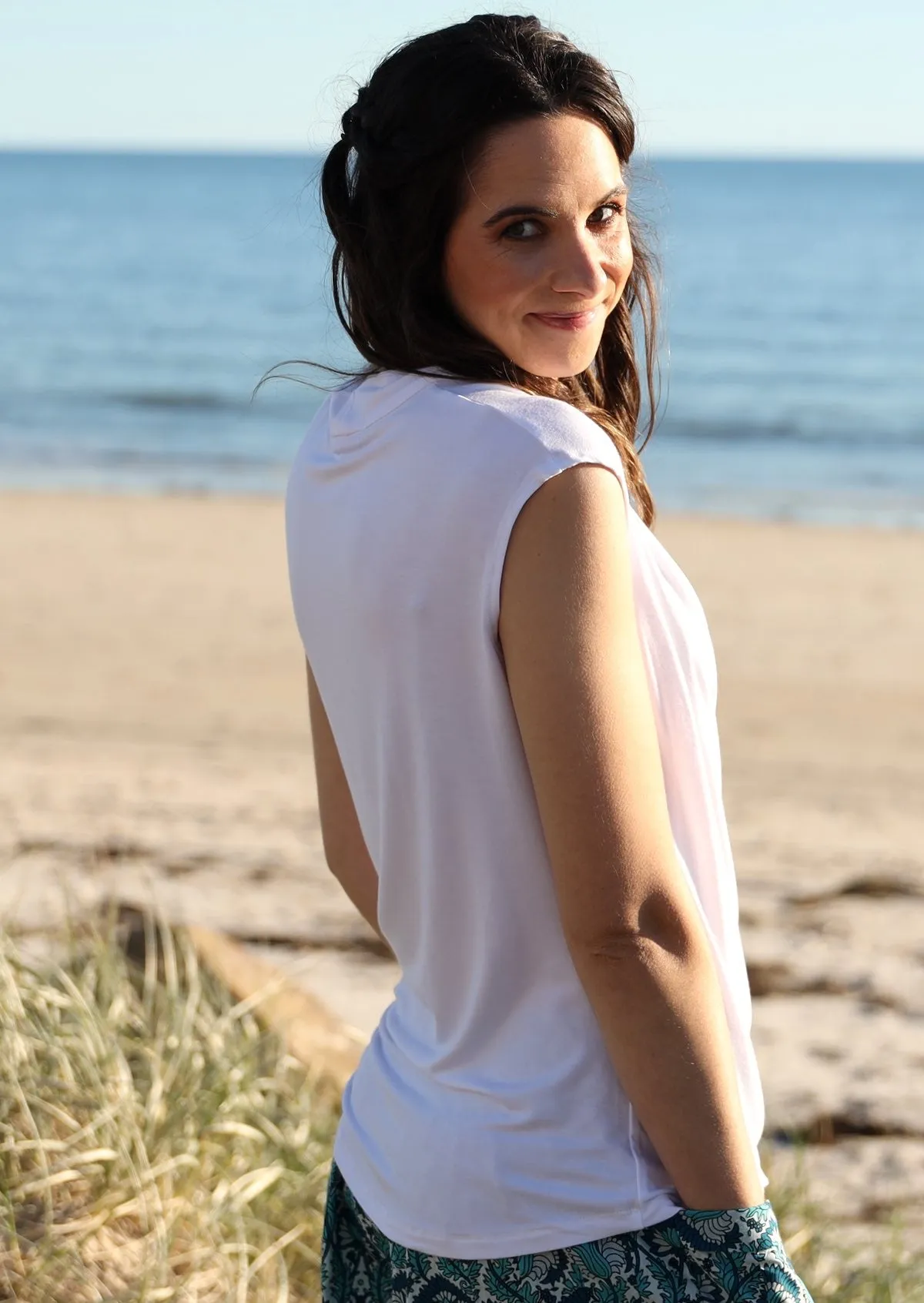 Cowl Neck Top White