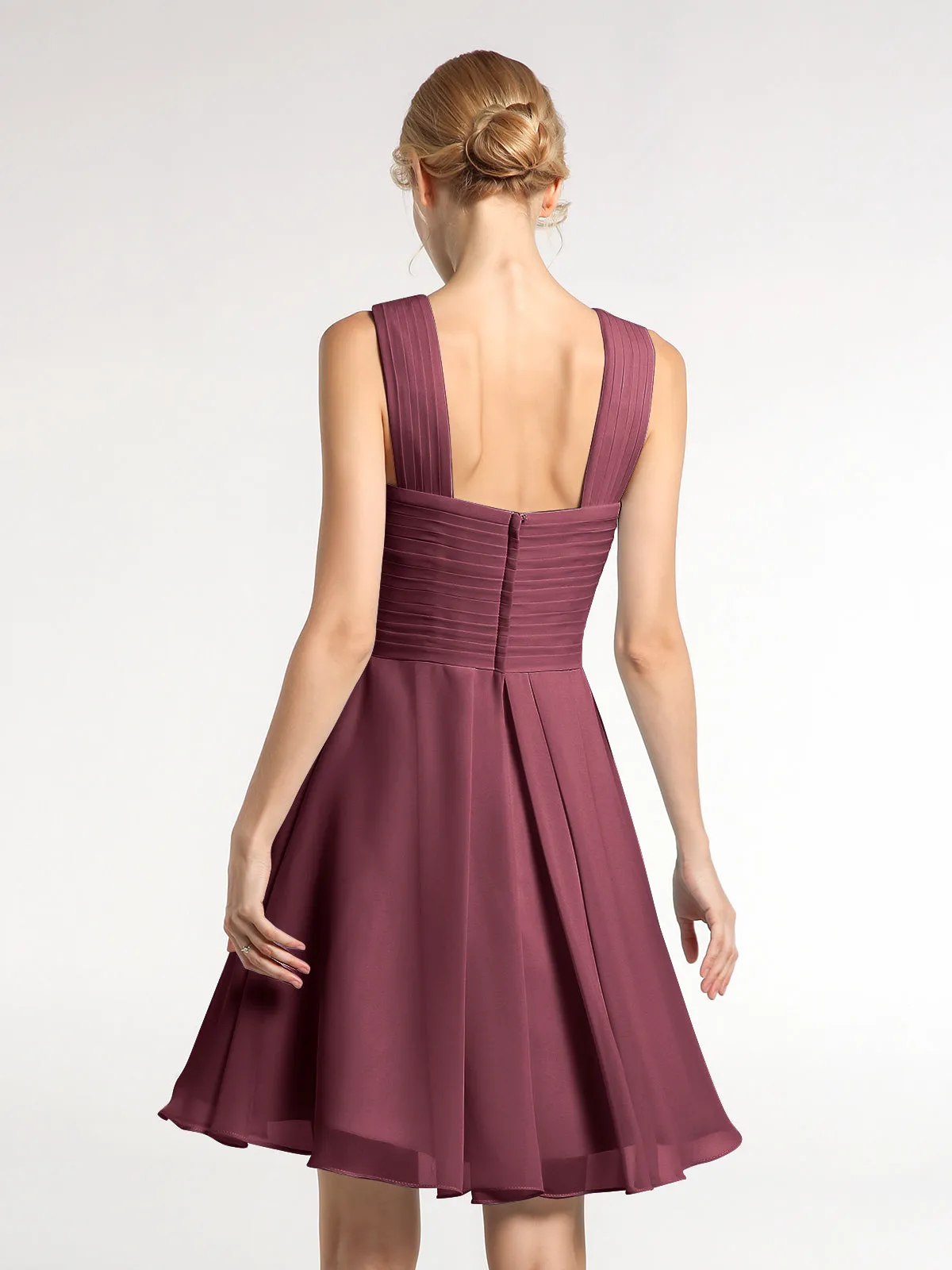 Cross Front Empire Waist Short Bridesmaid Dress Cabernet