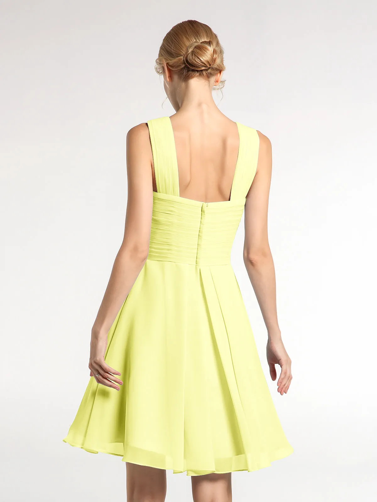 Cross Front Empire Waist Short Bridesmaid Dress Daffodil