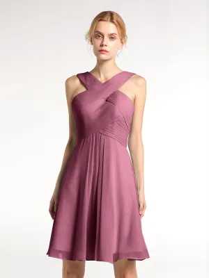 Cross Front Empire Waist Short Bridesmaid Dress Mulberry Plus Size