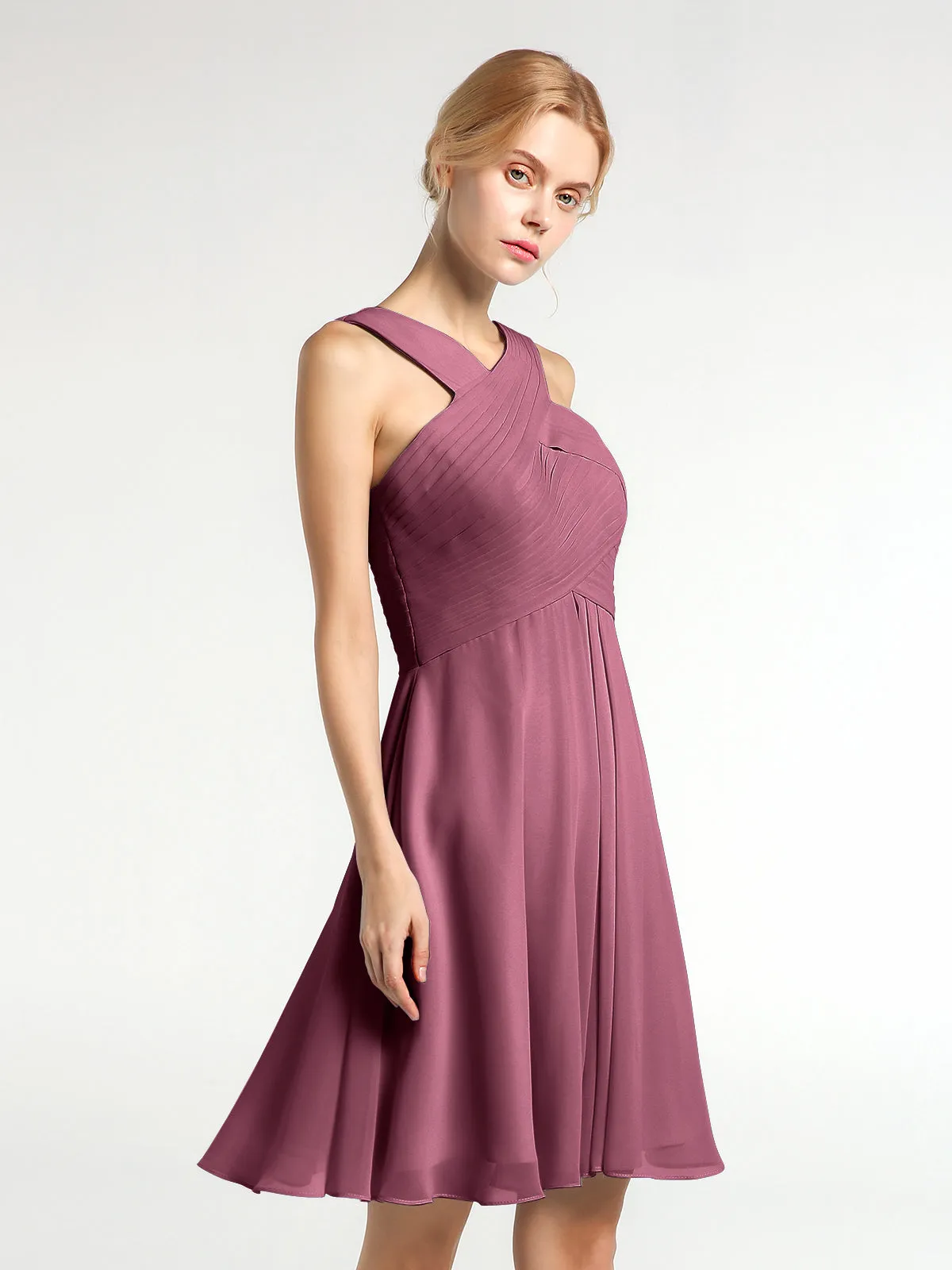 Cross Front Empire Waist Short Bridesmaid Dress Mulberry Plus Size