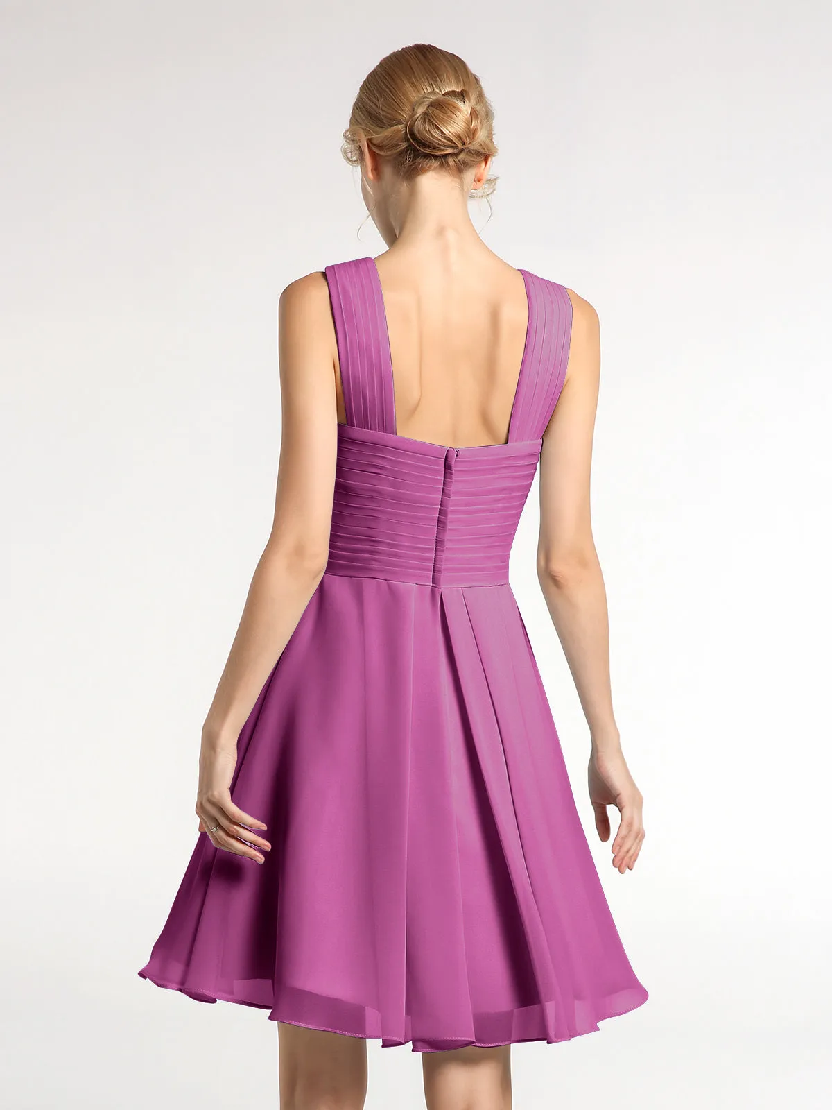Cross Front Empire Waist Short Bridesmaid Dress Orchid
