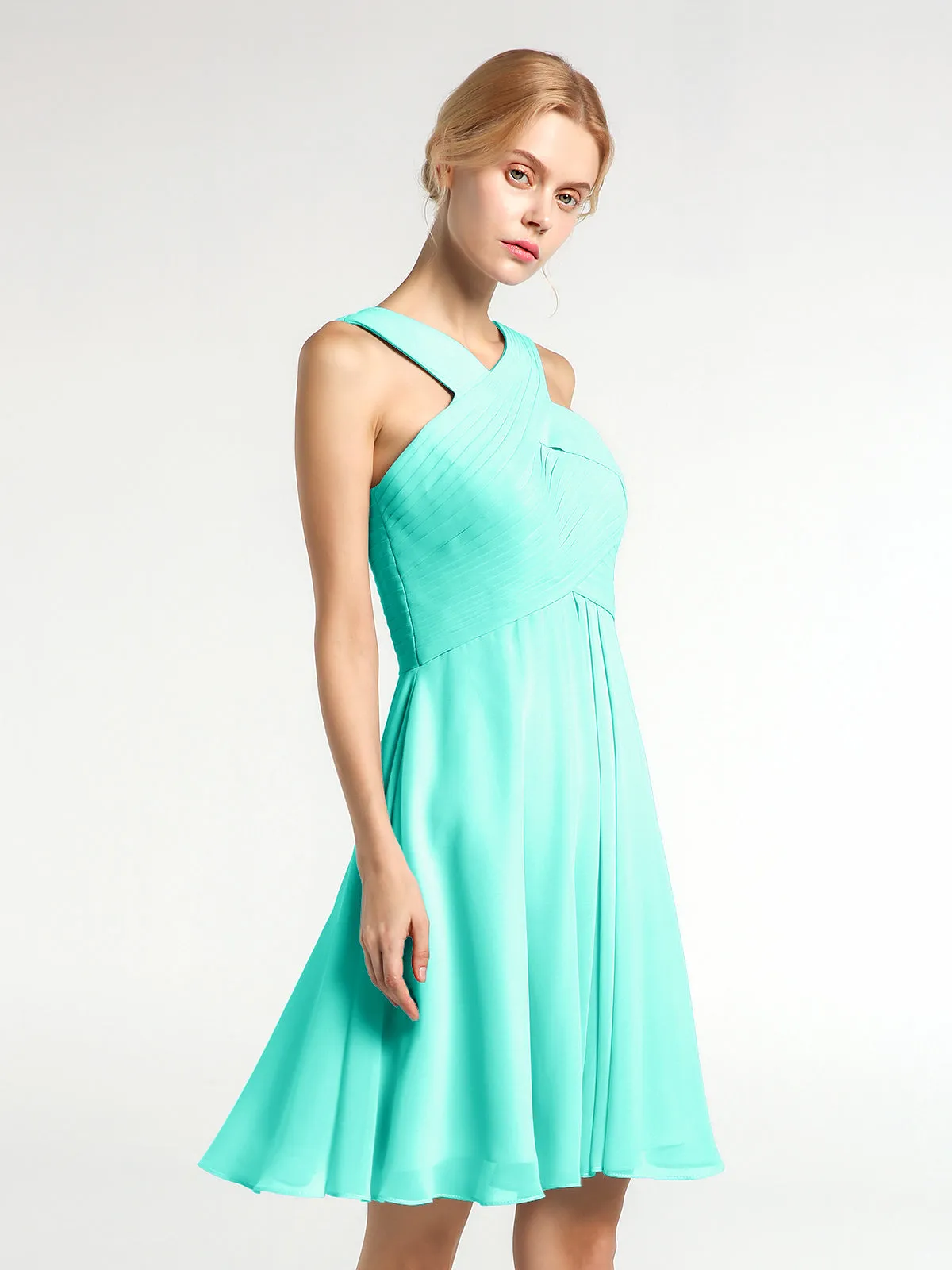 Cross Front Empire Waist Short Bridesmaid Dress Spa