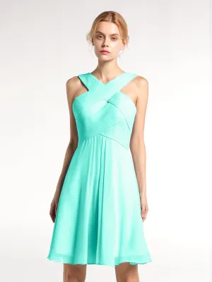 Cross Front Empire Waist Short Bridesmaid Dress Spa