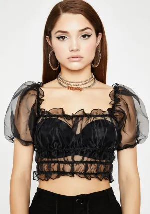 Dark Flashy N' Flirty Organza Top
